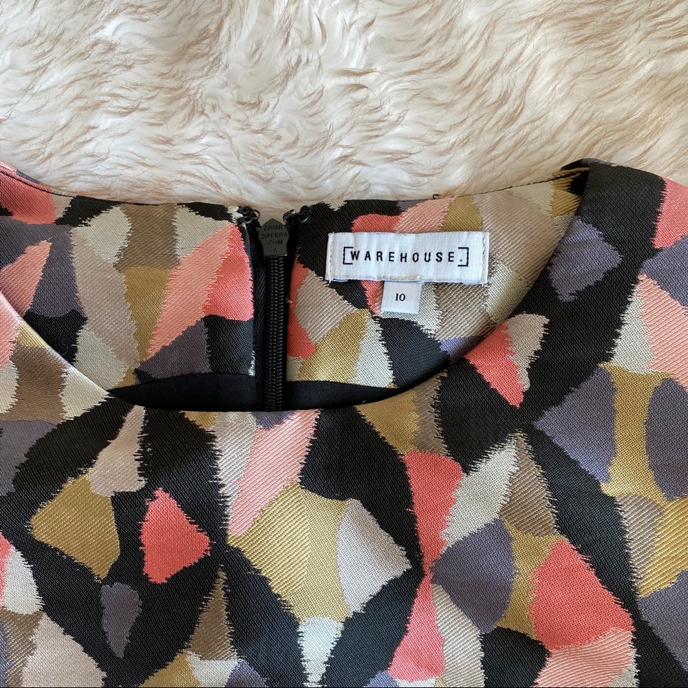 Warehouse 80s Multicoloured Triangles Shift Dress - image 6